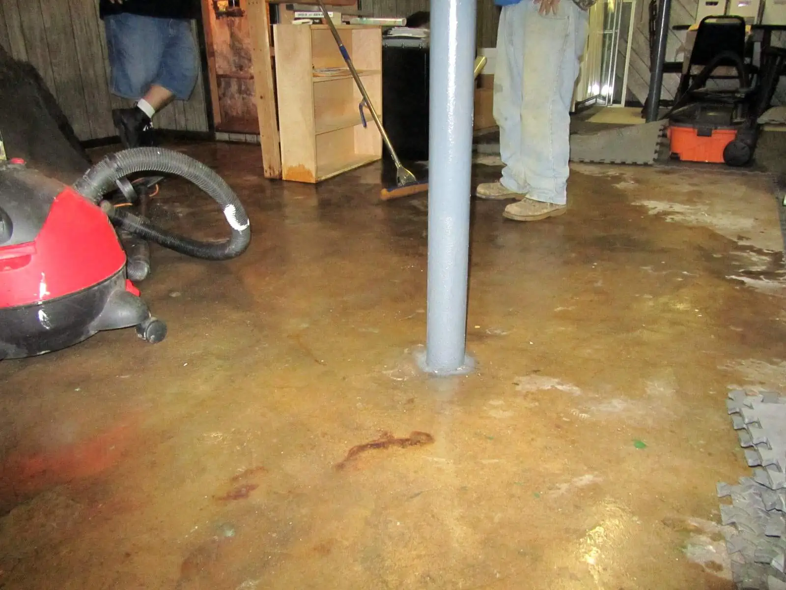 A flooded apartment located in a basement.